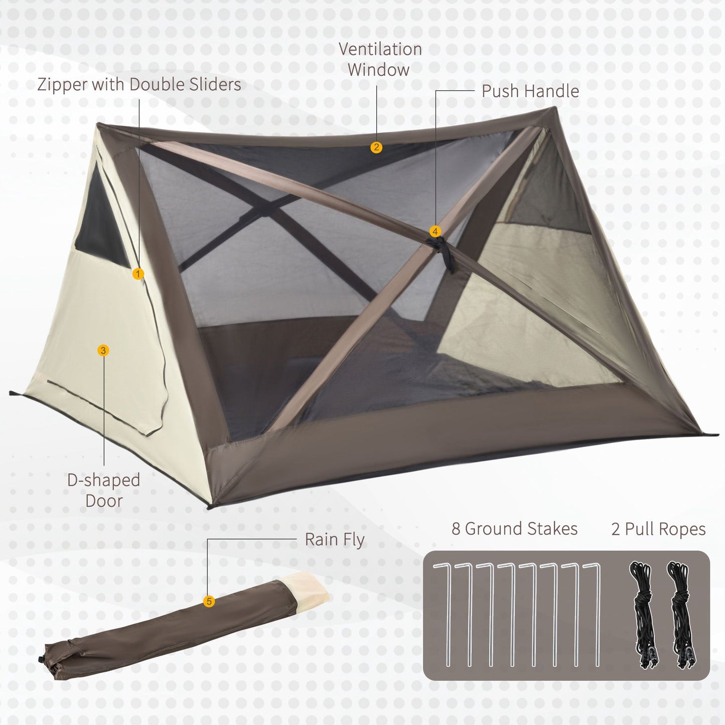 Instant Setup 2-3 Person Waterproof Pop Up Camping Tent – Portable Beach Cabana for Outdoor Adventures with Rainfly & Carry Bag