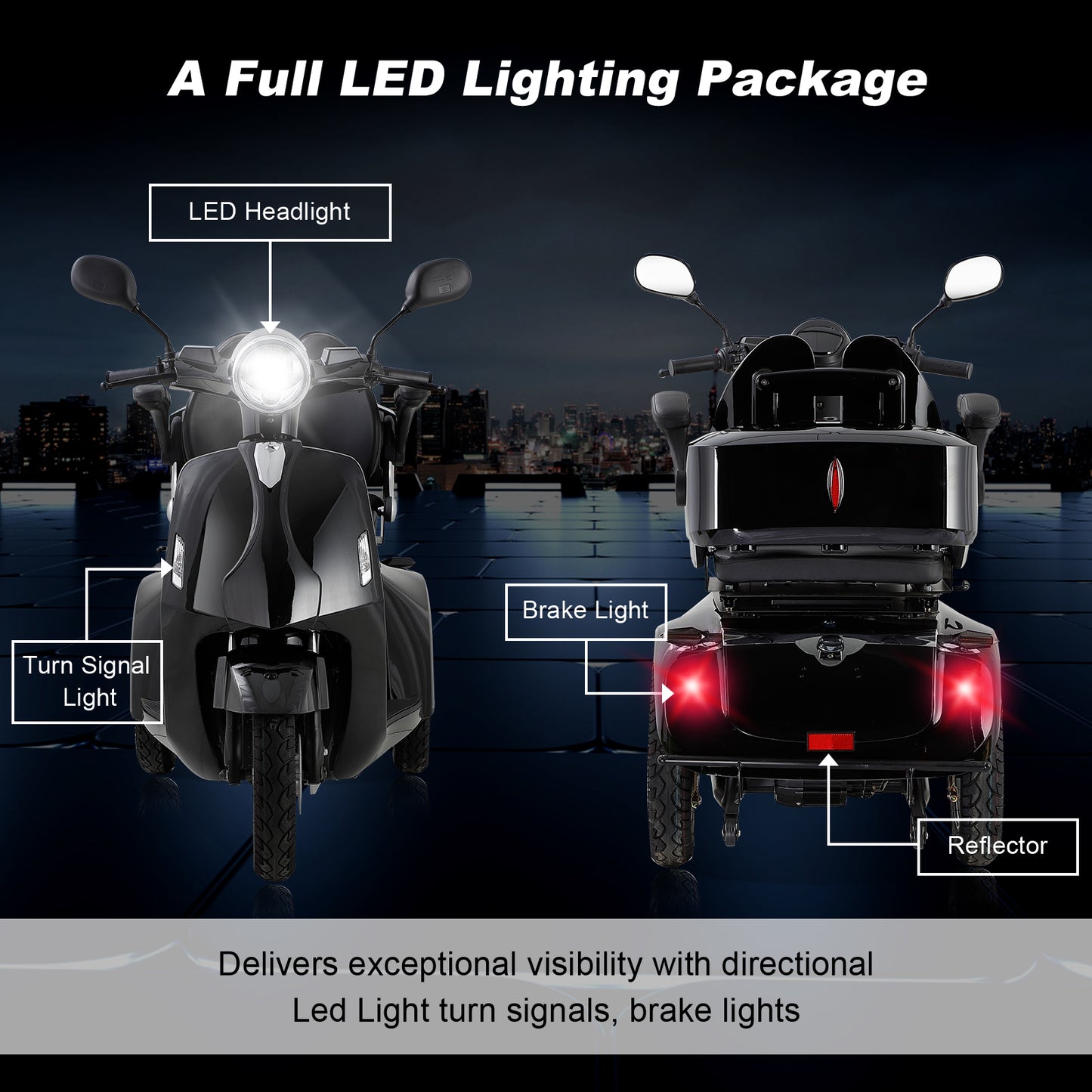 Heavy-Duty Electric Mobility Scooter for Seniors - High Power Motor, Extra-Large Seat & Anti-Theft Alarm, All-Terrain ABS+PC Scooter (Black)