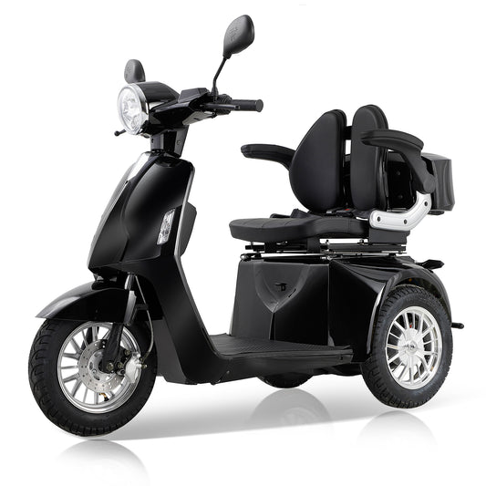 Heavy-Duty Electric Mobility Scooter for Seniors - High Power Motor, Extra-Large Seat & Anti-Theft Alarm, All-Terrain ABS+PC Scooter (Black)