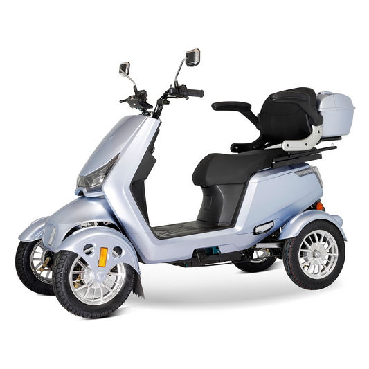Extra-Large Electric Mobility Scooter for Seniors - High-Power Motor, Keyless Security & All-Terrain Tires, Heavy-Duty ABS+PC Frame (Silver)