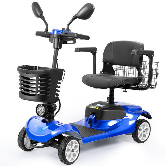Foldable All-Terrain Mobility Scooter for Adults - 350W Motor, 12.5-Mile Range & 360° Swivel Seat | Compact 42.5"L x 20.5"W Design (Blue)