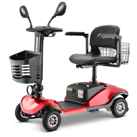 Folding Mobility Scooter for Adults - All-Terrain Electric Scooter with 350W Motor & Dual 12V20AH Batteries - Portable Collapsible Design for Seniors and Elderly-Red