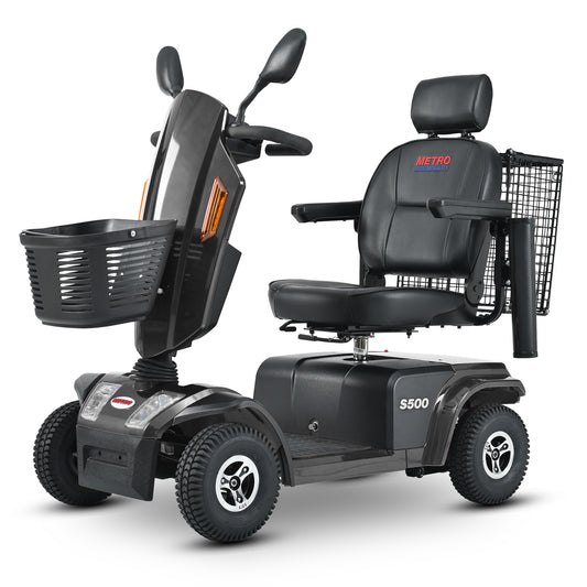 S500 Heavy Duty Mobility Scooter for Adults - Black All-Terrain Electric Scooter with Turn Signals, Headlights & Suspension - High-Weight Capacity for Seniors & Disabled