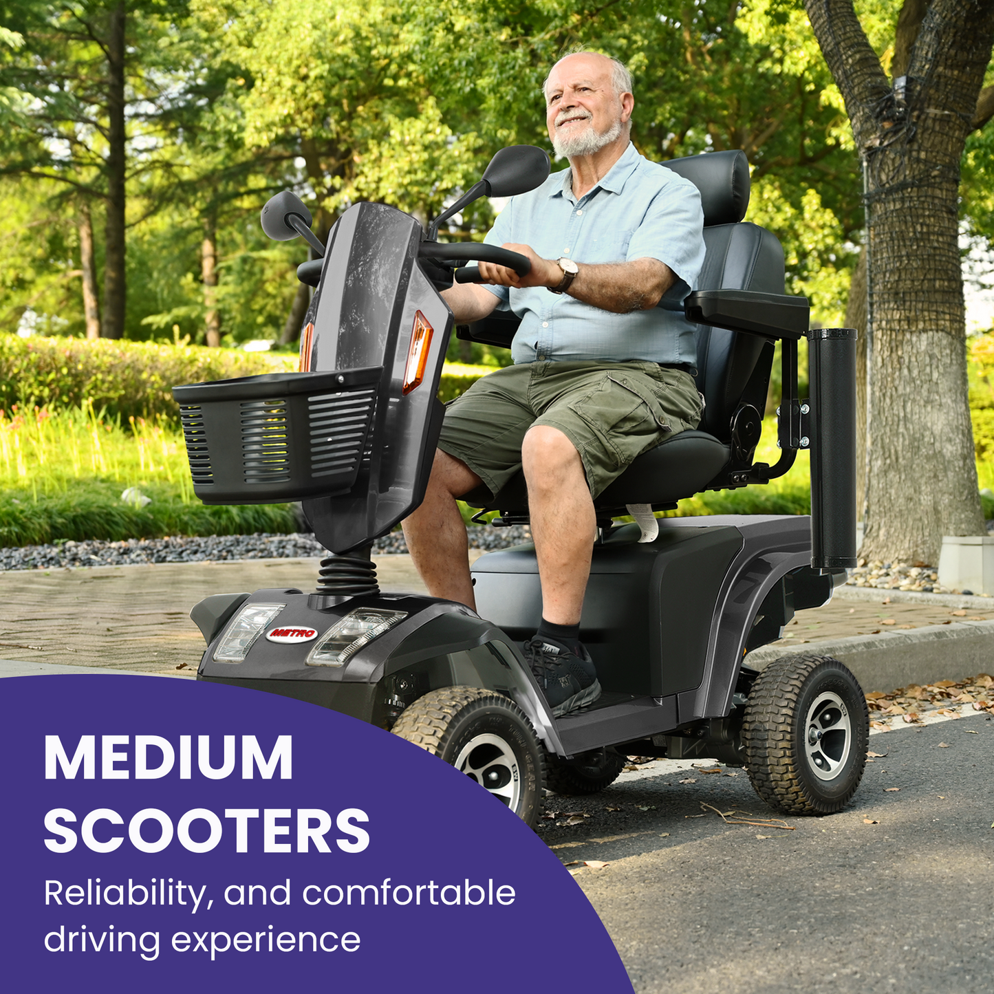 S500 Heavy Duty Mobility Scooter for Adults - Black All-Terrain Electric Scooter with Turn Signals, Headlights & Suspension - High-Weight Capacity for Seniors & Disabled