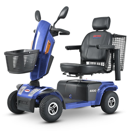S500 Heavy Duty Mobility Scooter for Adults - Blue All-Terrain Electric Scooter with Turn Signals, Headlights & Suspension - High-Weight Capacity for Seniors & Disabled