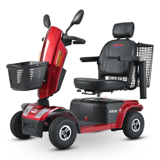 S500 Heavy Duty Mobility Scooter for Adults - Red All-Terrain Electric Scooter with Turn Signals, Headlights & Suspension - High-Weight Capacity for Seniors & Disabled