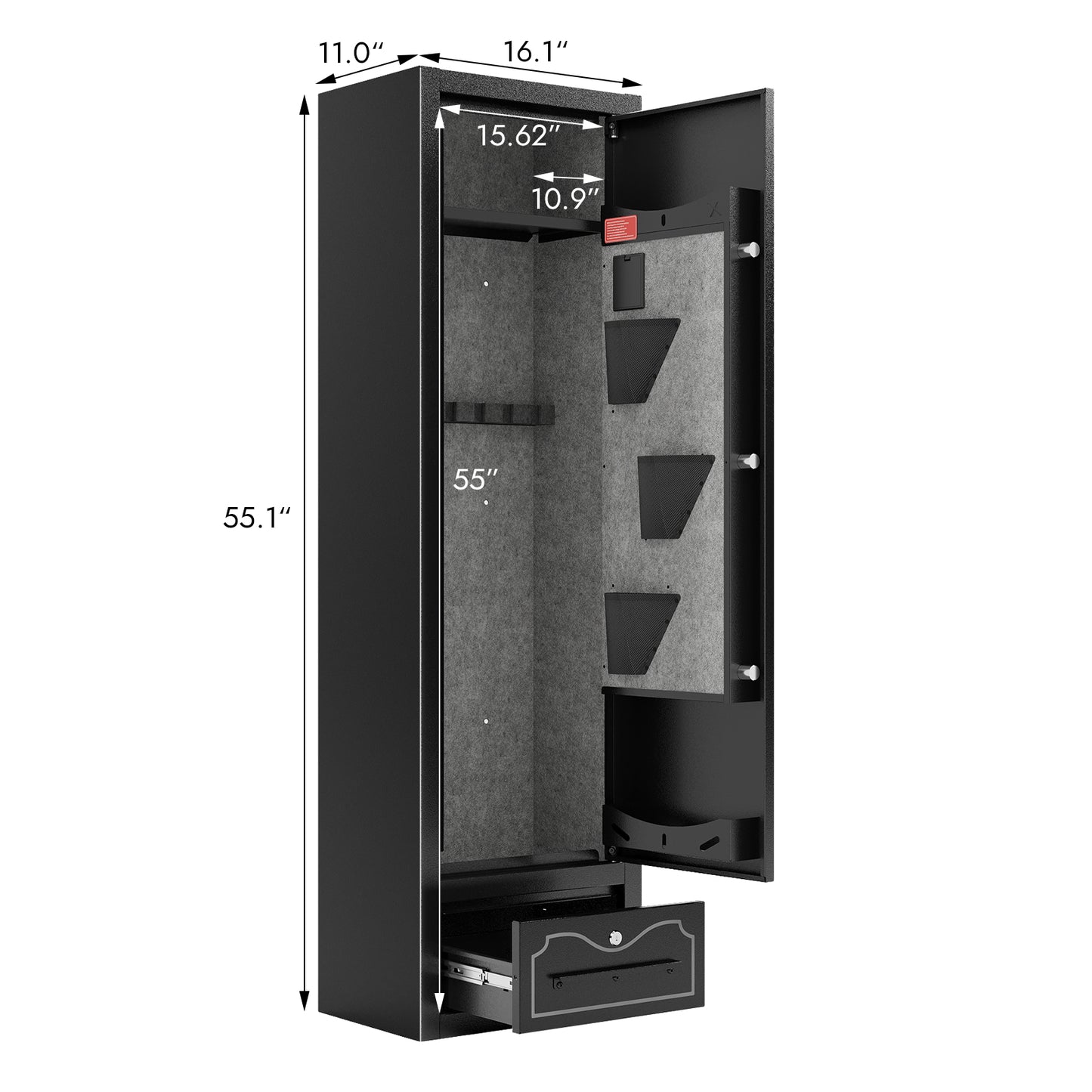 8-Gun Digital Rifle Safe with LED Lighting - Heavy Duty Steel Gun Cabinet for Rifles, Shotguns & Pistols